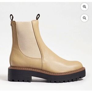 EUC Sam Edelman Laguna Waterproof Chelsea Boots Womens 10 Sesame Beige Lug Sole